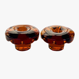 vintage hand blown deep amber candle holders
