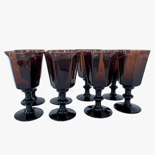 vintage dark brown faceted wine glasses