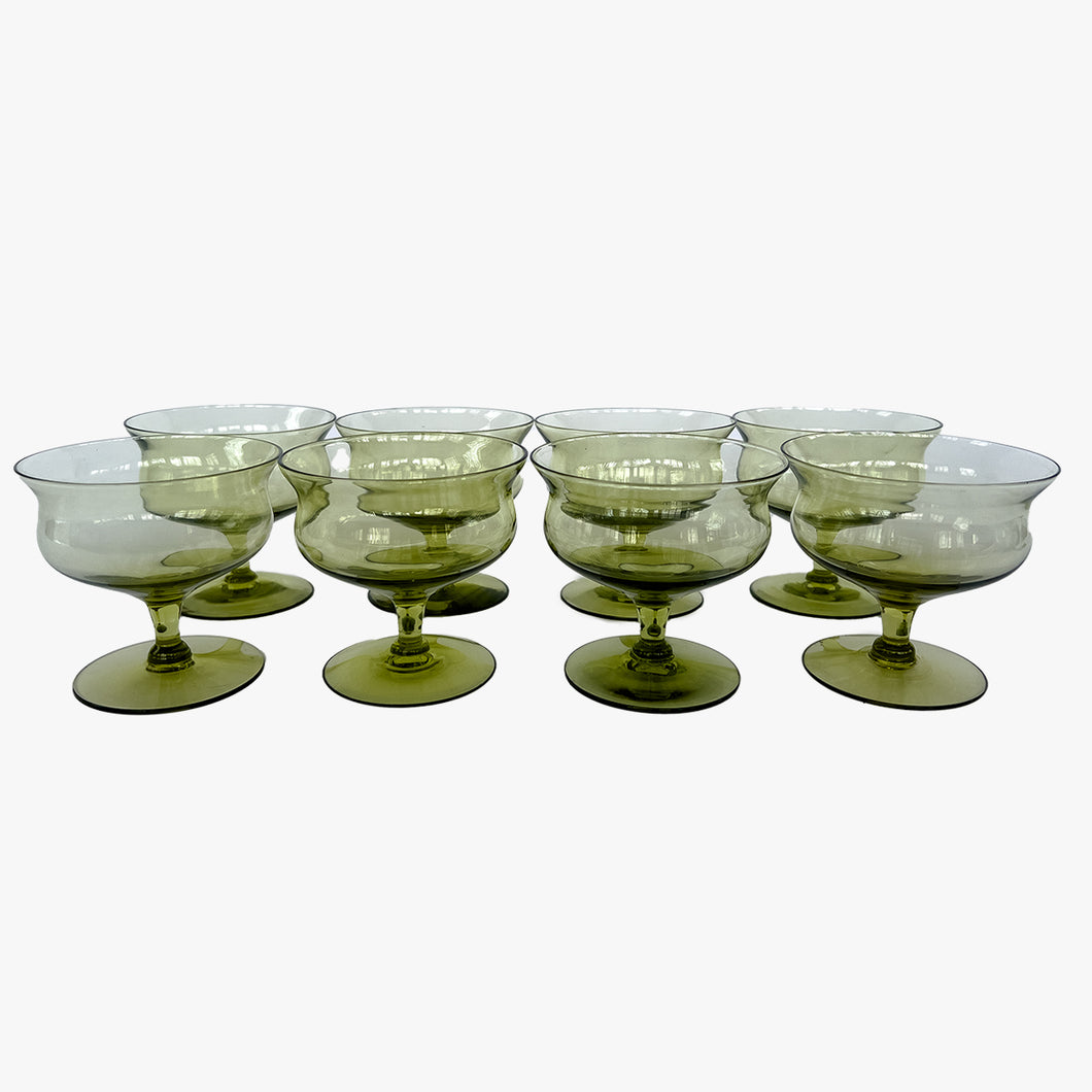 vintage pale green champagne coupes
