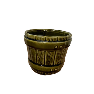 vintage green barrel planter