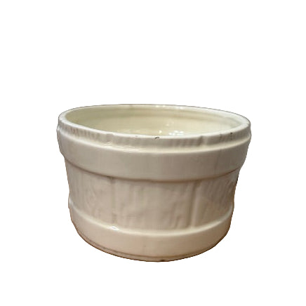 vintage white barrel planter