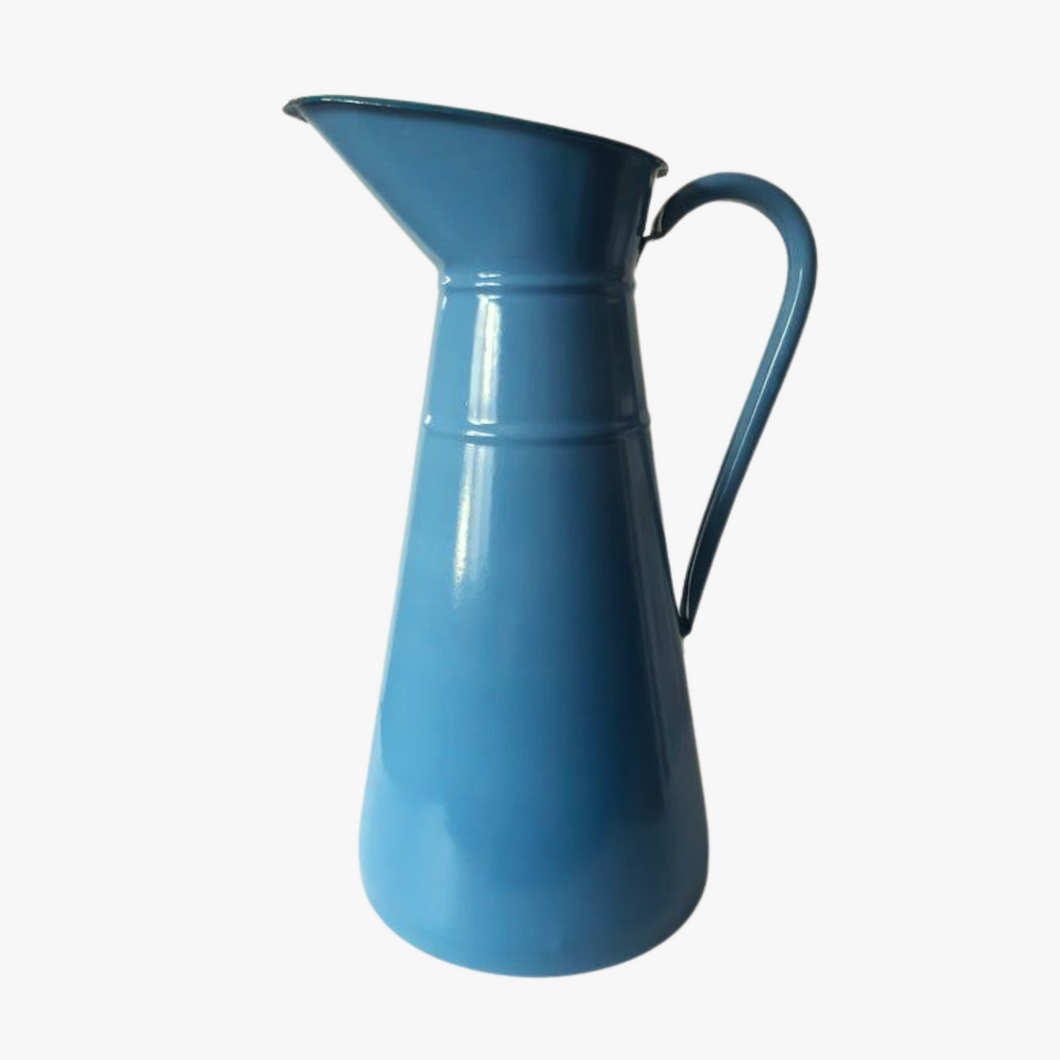 antique French enamelware water jug