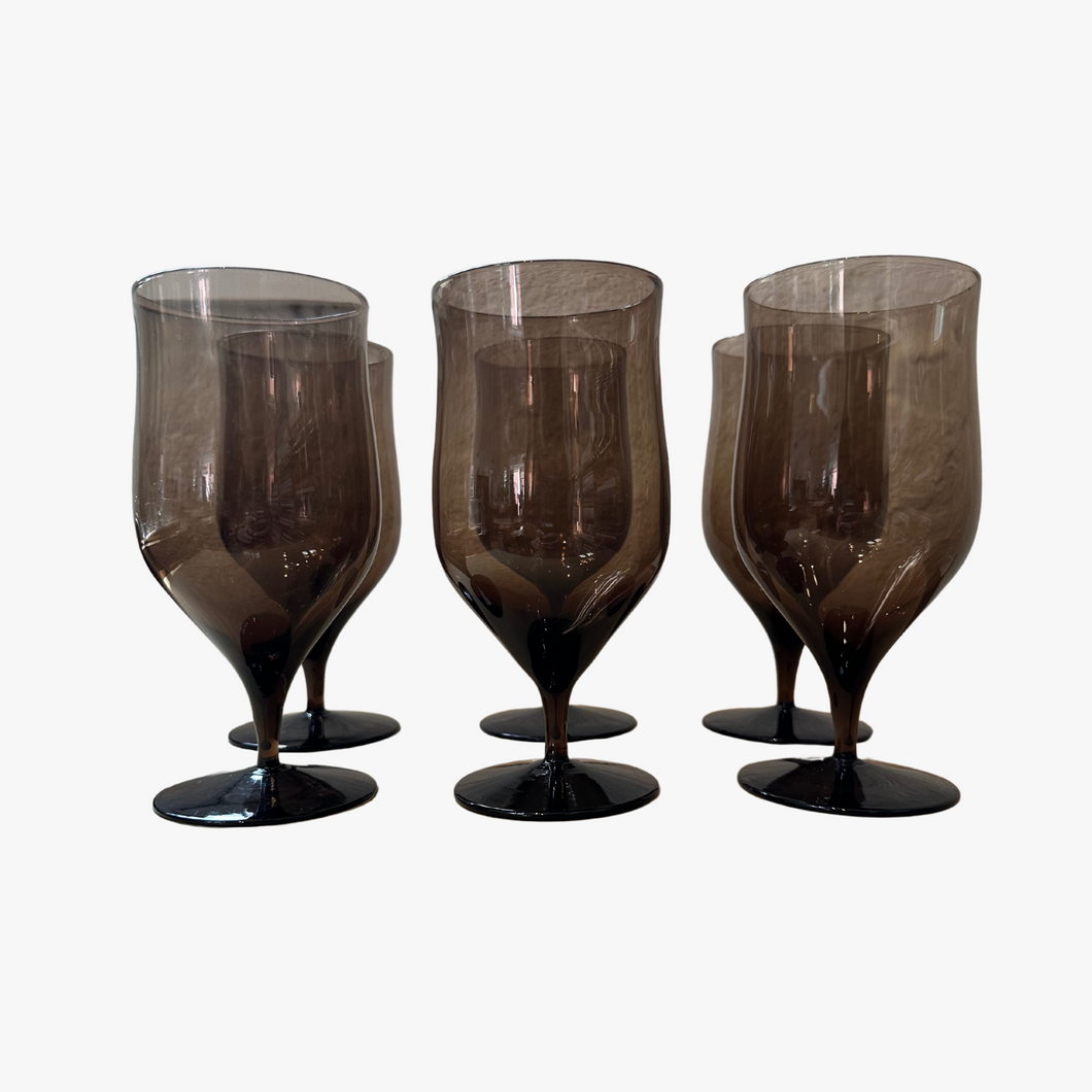 vintage brown goblet glass
