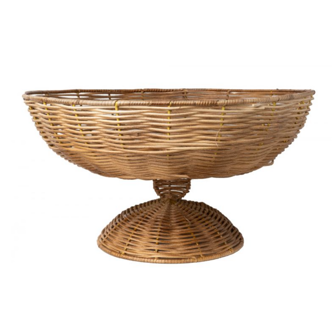 wicker pedestal bowl