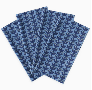 azure cotton block print napkins