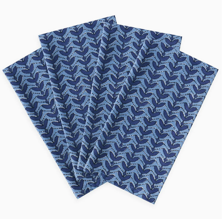 azure block print napkins