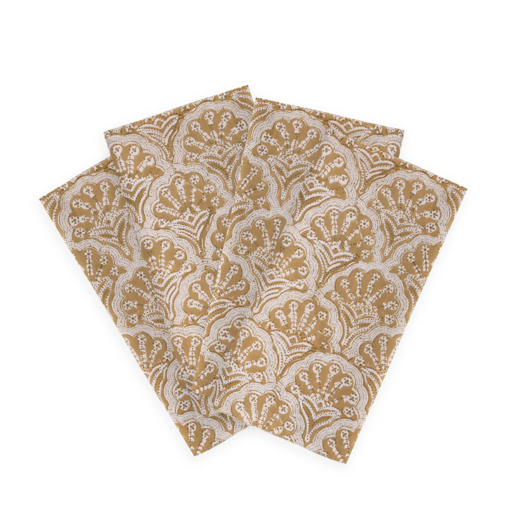 pale saffron block print napkins