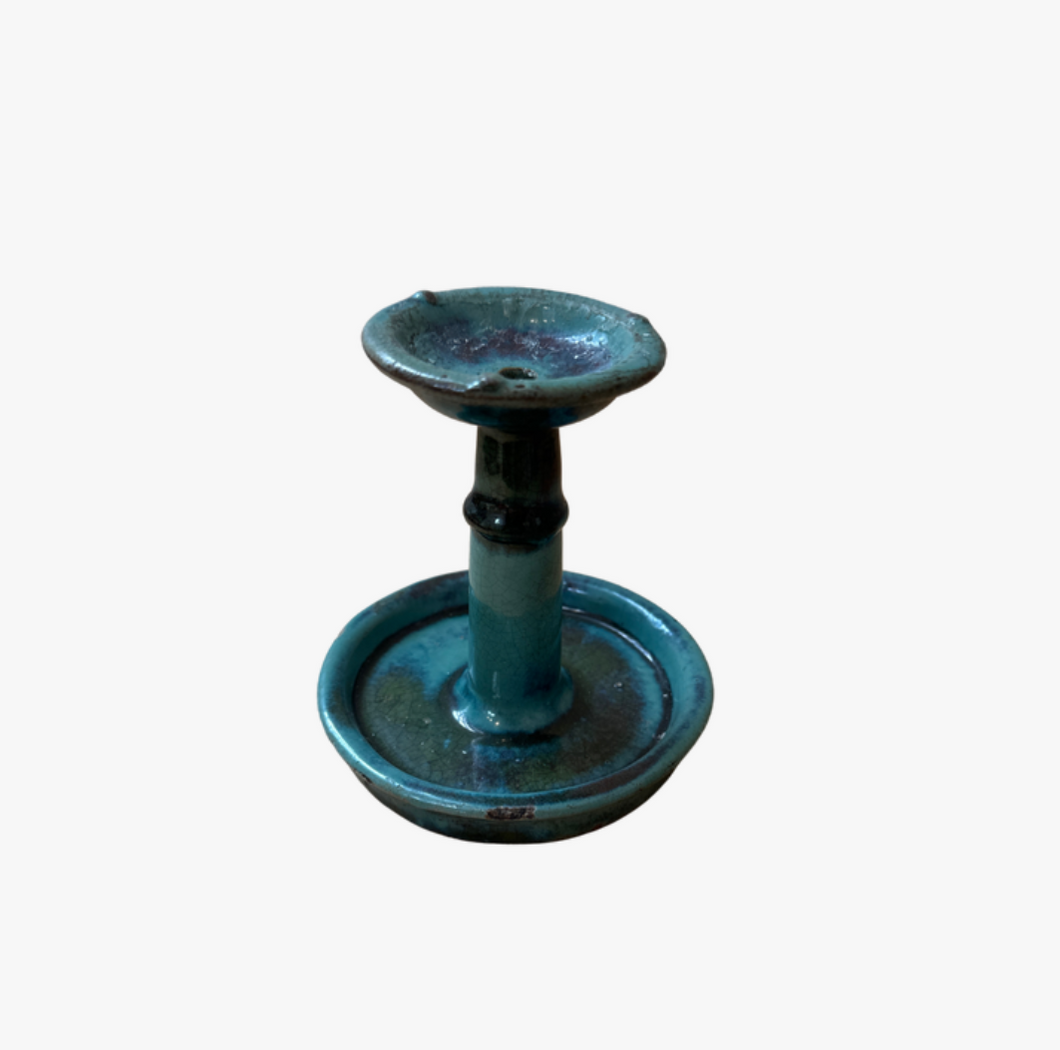 antique Chinese green glaze candle holders