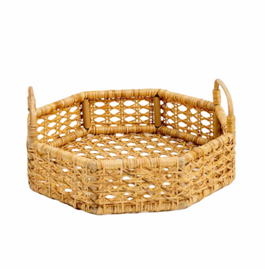 hexagonal woven cane tray