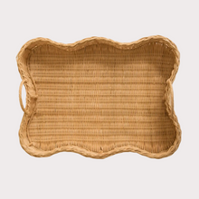 Load image into Gallery viewer, handwoven large curvy rattan tray