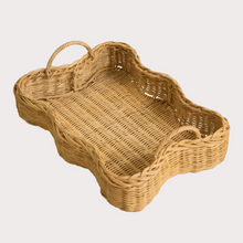 Load image into Gallery viewer, handwoven small curvy rattan tray