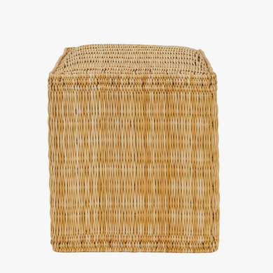 woven wicker pouf