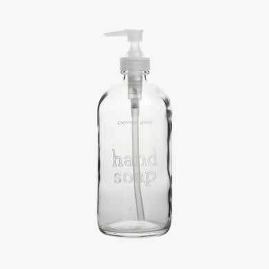 Common Good hand soap empty glass bottle