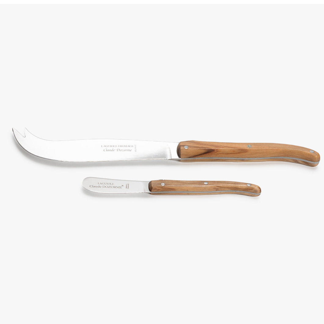 2 piece cheese knife and spreader, olive wood