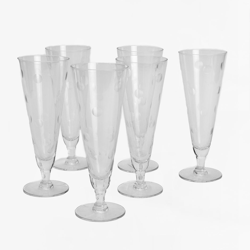 vintage dot pilsners, set of 6