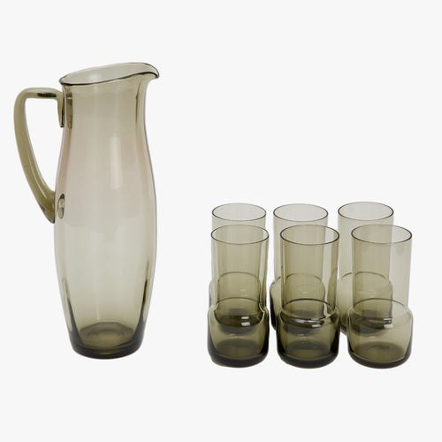 vintage dark olive grey pitcher and highball cocktail set