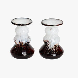vintage mouth blown flame glass candle holders