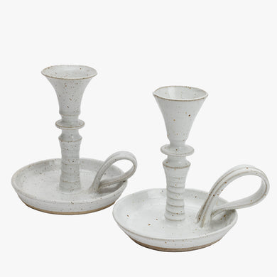 vintage pottery candle holder with loop
