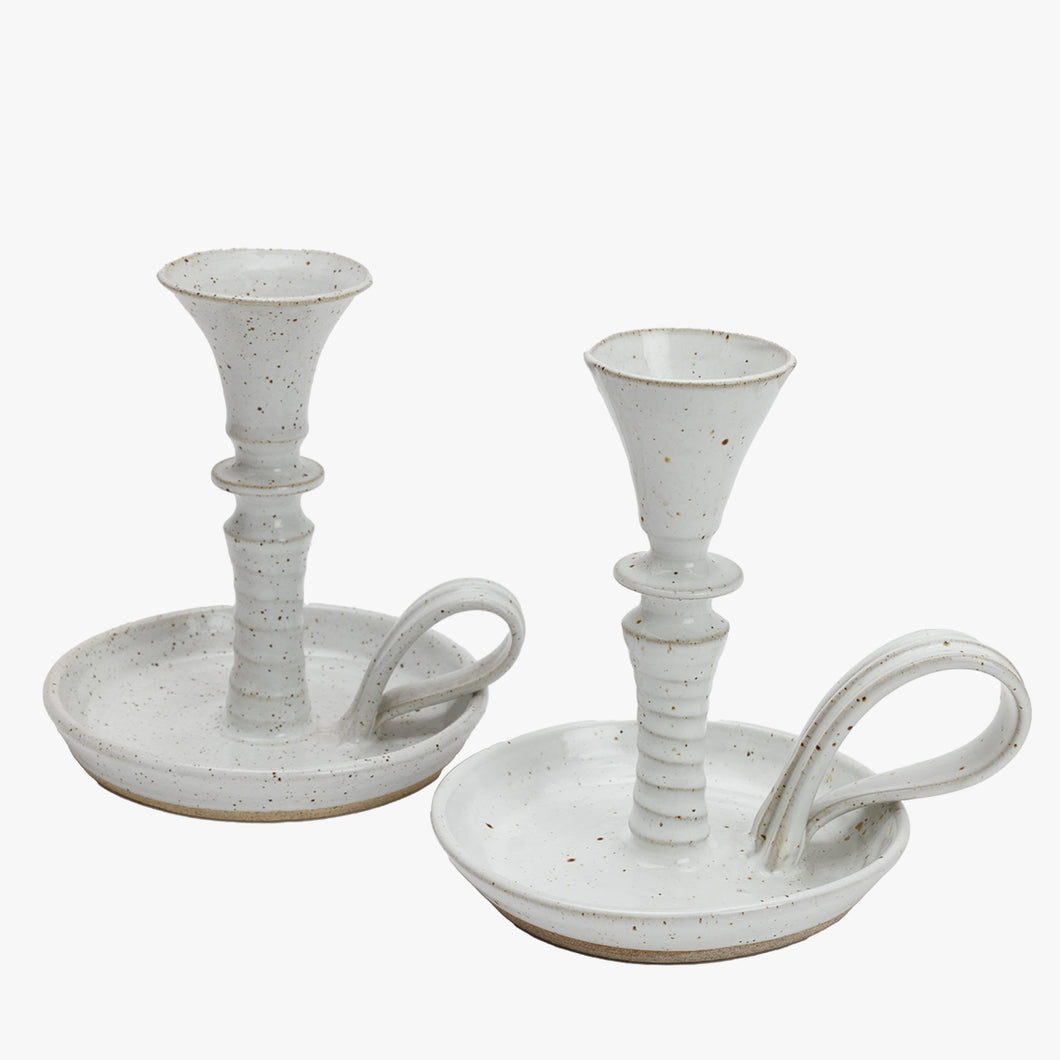 vintage pottery candle holder with loop