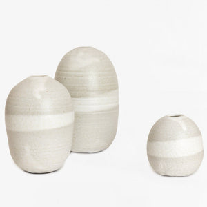 Eric Bonnin orb "Will" vase, white/grey on black stoneware