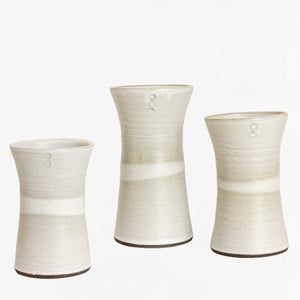 Eric Bonnin fluted "Lilas" vase, white/grey on black stoneware