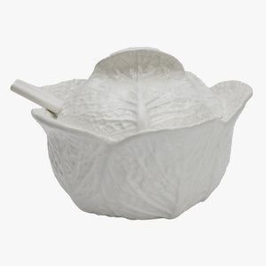 vintage white cabbage tureen with ladle