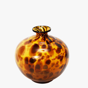 vintage mouth blown round tortoise glass vase