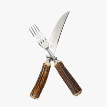 Load image into Gallery viewer, vintage stag horn flatware set