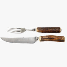 Load image into Gallery viewer, vintage stag horn flatware set