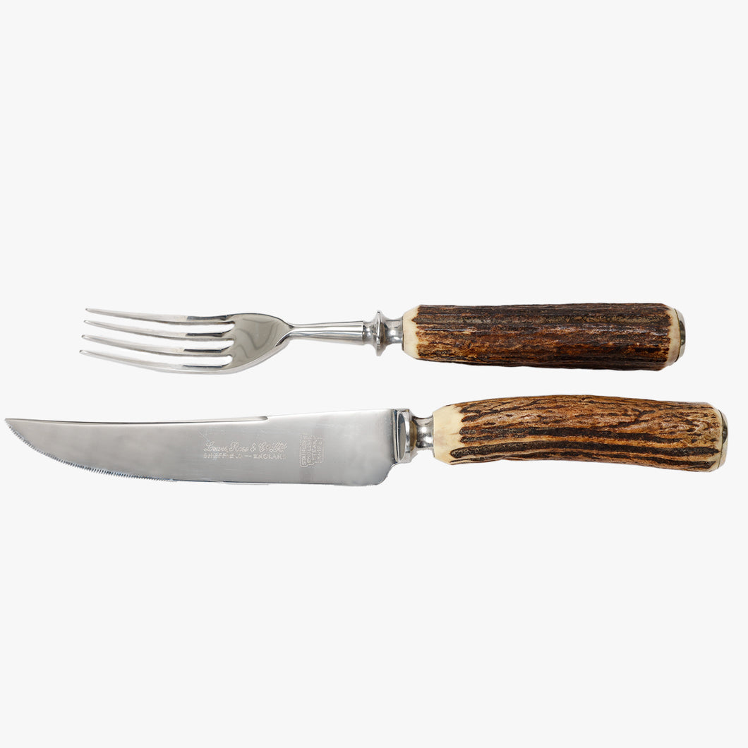 vintage stag horn flatware set