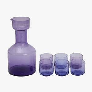 vintage amethyst glass decanter with glasses