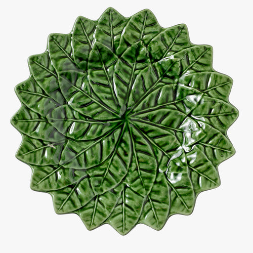 vintage green leaf majolica side plates