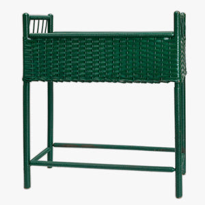 vintage green wicker plant stand