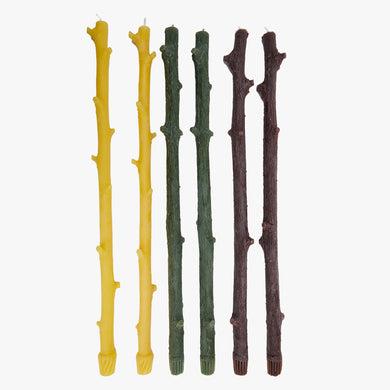 Stick Candle hickory branch beeswax candle, pair