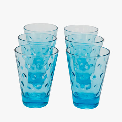 vintage aquamarine dot pressed glass juice glasses