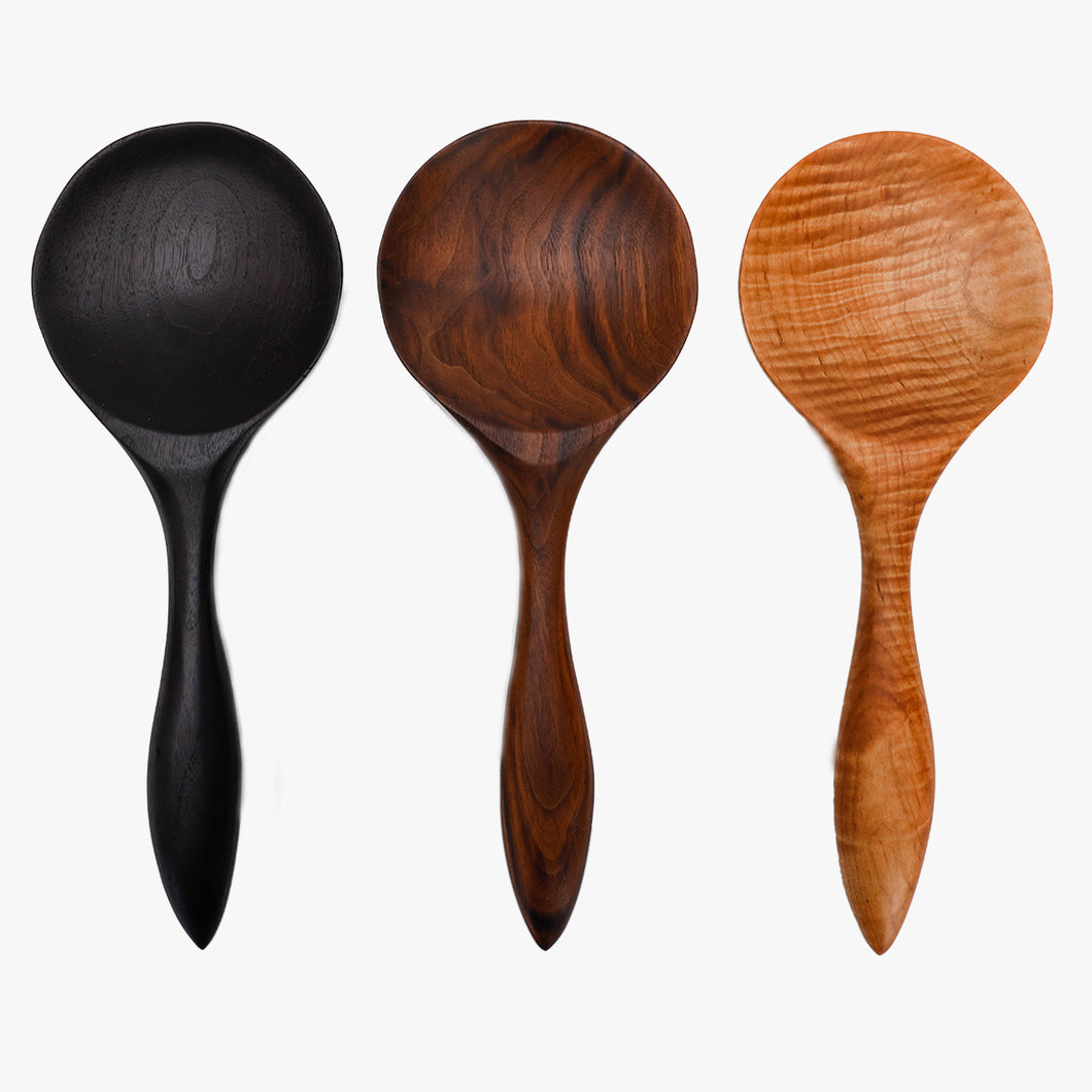 hand carved wood spoon, scoop