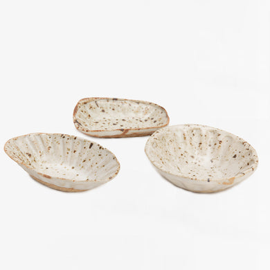 Paul Lowe small spice dish, white with splatter glaze