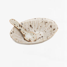 Load image into Gallery viewer, Paul Lowe small spice dish, white with splatter glaze