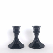 Load image into Gallery viewer, vintage black glass candlesticks