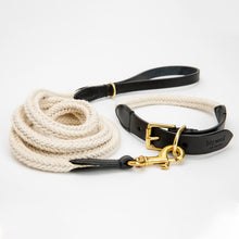 Load image into Gallery viewer, Big Woof cotton webbing and bridle leather dog collar