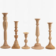 Load image into Gallery viewer, hand carved wood candlesticks