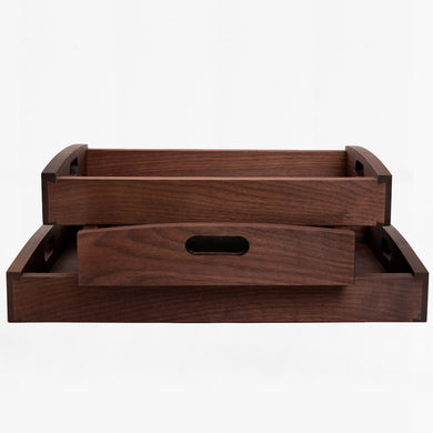 walnut rectangular wood tray