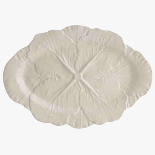 beige cabbage oval platter