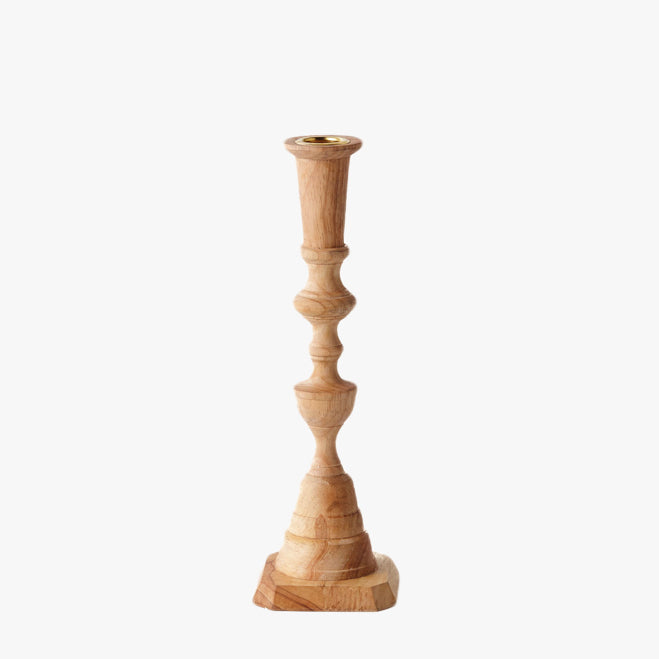 hand carved wood candlesticks