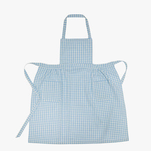 woven apron, mini gingham baby blue